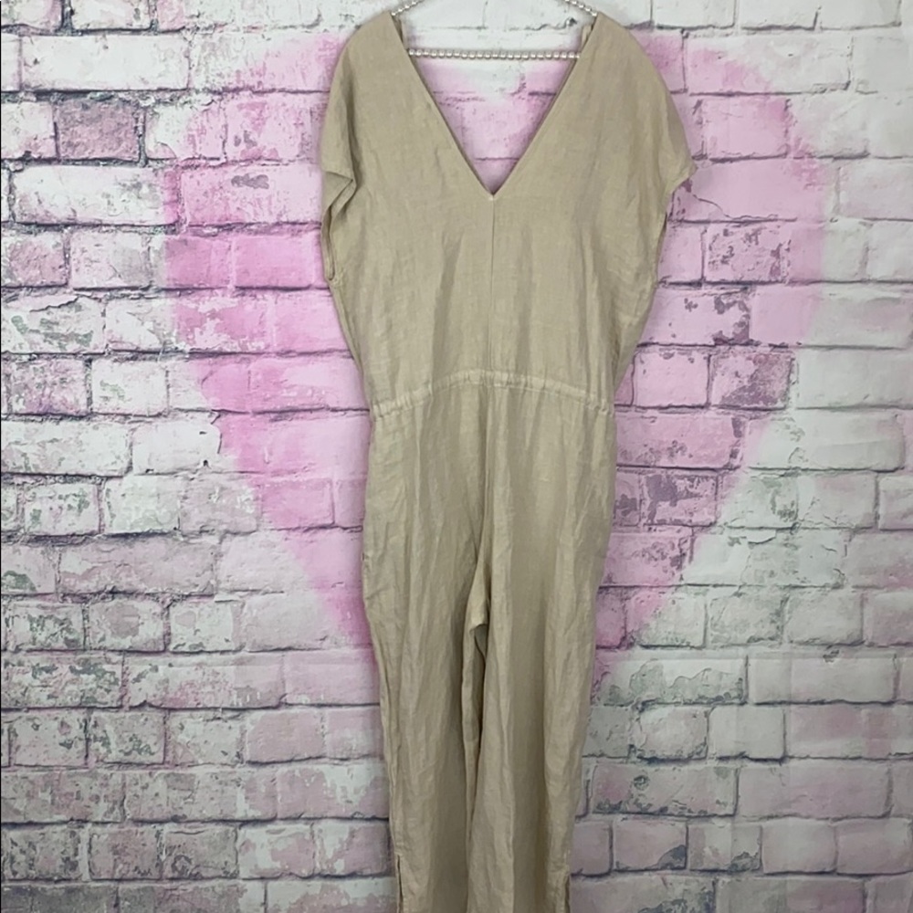 Anthropologie Cloth & Stone 100% Linen jumpsuit L - Picture 5 of 8